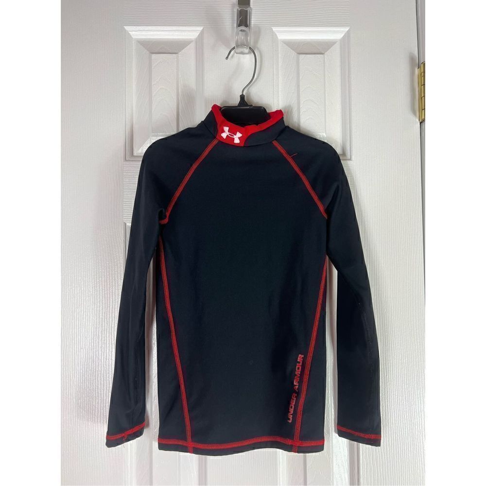 Underarmour Childs Black Red Coldgear Athletic Top YS 6